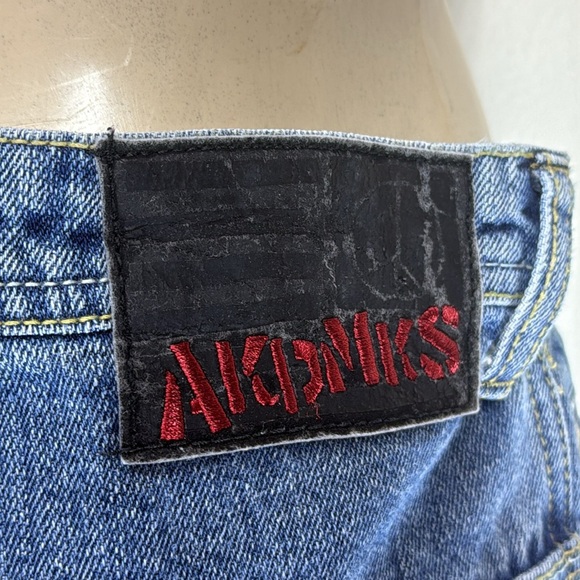 (T6) Akademiks VTG Y2K Embroidered Wide Leg Blue Jeans for Youth Size 16 Retro - Picture 3 of 16
